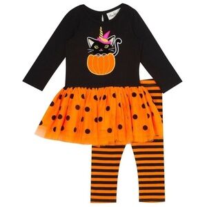 Counting Daisies Toddler Girls Halloween Cat Tutu & Legging Set 3T
